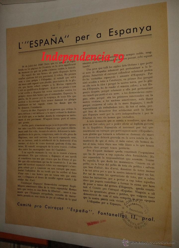 Militaria: Documento tama&ntilde;o folio, lEspa&ntilde;a per a Espanya - Foto 1