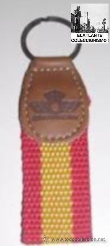 Militaria: EJ&Eacute;RCITO DEL AIRE DE ESPA&Ntilde;A - LLAVERO DE CUERO CON BANDERA ESPA&Ntilde;OLA - A ESTRENAR