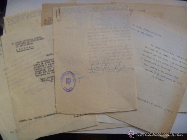 Military Antiques: LOTE DE 10 DOCUMENTOS MILITARES ( DUPLICADOS POR CALCA) , DESDE LOS 40, CEUTA , LERIDA , ETC..