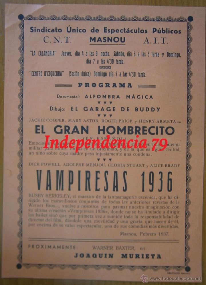 Militaria: Hoja de propaganda tama&ntilde;o cuartilla del sindicato &uacute;nico de espect&aacute;culos p&uacute;blicos, CNT - AIT, Masnou