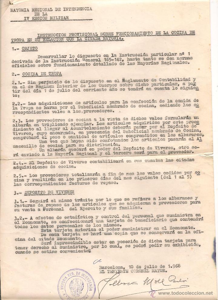 Militaria: DOCUMENTO DE INTENDENCIA DEL EJ&Eacute;RCITO ESPA&Ntilde;OL EN EL A&Ntilde;O 1968 - Foto 3