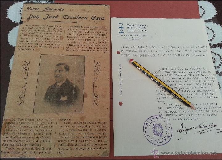 Falange año 1939 certificado de buena conducta - Comprar 