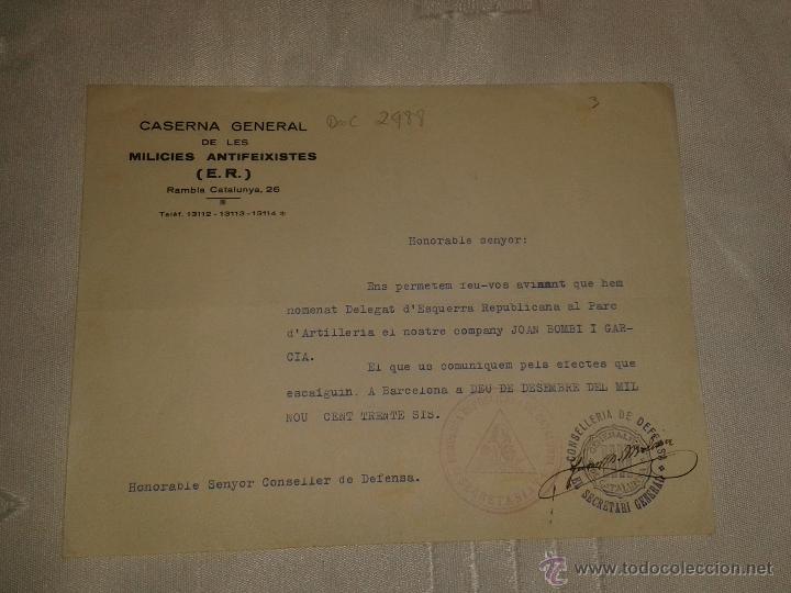 Militaria: Nombramiento de delegado, 10 diciembre 1936, sellado