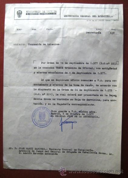 Militaria: MINISTERIO DE DEFENSA. 1977. .. - Foto 1