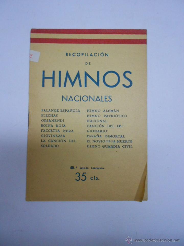 Militaria: RECOPILACION DE HIMNOS NACIONALES: FALANGE , FLECHAS, GUARDIA CIVIL , LEGIONARIO... 11X15 16PP.