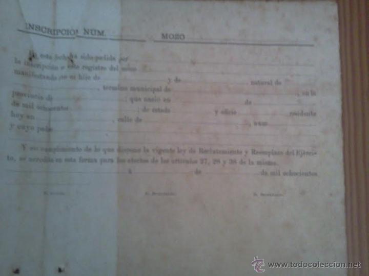 Militaria: Solicitud de inscripci&oacute;n de mozo, 1914