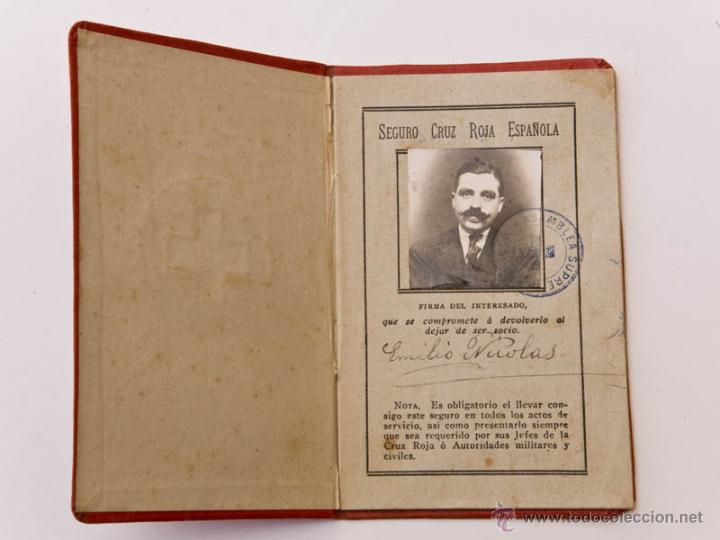Militaria: Cartilla o carnet del Seguro de la Cruz Roja 1925