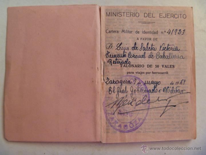Militaria: TALONARIO VALES VIAJE, BILLETES DE FERROCARRIL TENIENTE CORONEL CABALLERIA. ZARAGOZA A&Ntilde;OS 40-50