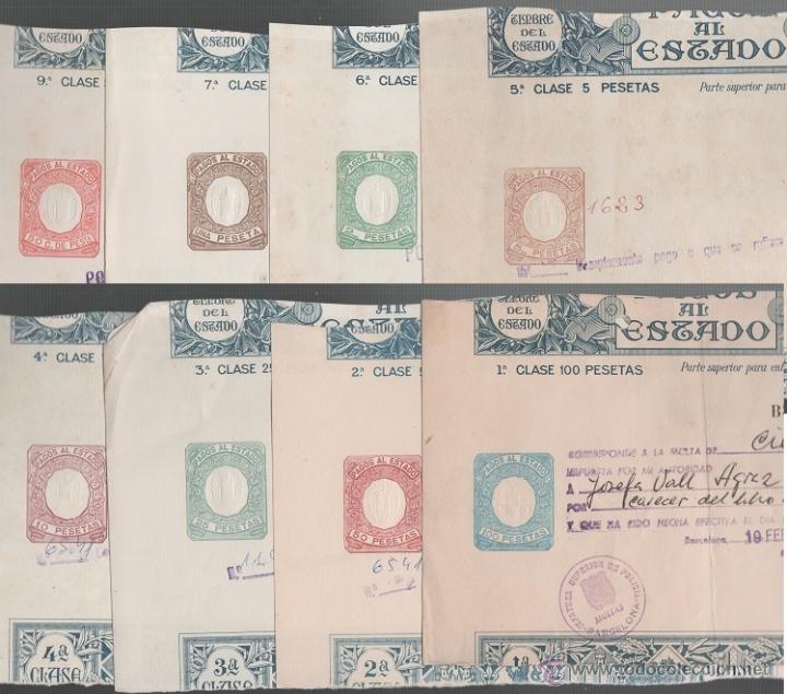 Militaria: C12 FISCALES - Serie de 8 ejemplares para PAGOS AL ESTADO  de 50 centimos a 100 pesetas