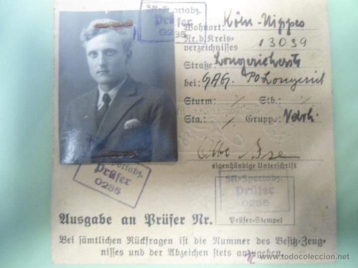 Militaria: Besitz Zeugnis. Documento de la insignia de deporte de la SA en bronce III reich