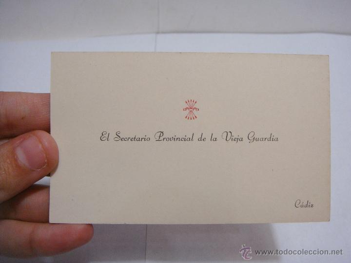 Militaria: Tarjeta de Visita. El Secretario General de la Vieja Guardia. Cadiz