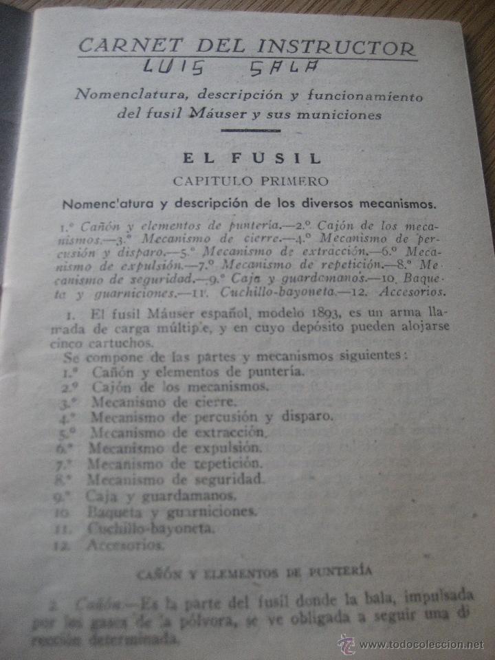 Militaria: Fusil Mauser. Carnet de Instructor. - Foto 2