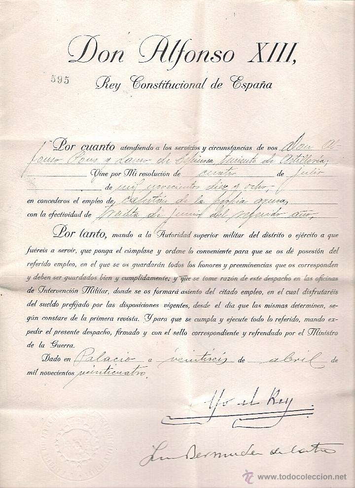 Militaria: DOCUMENTO DE ASCENSO A CAPITAN, 26 DE ABRIL DE 1924 - Foto 1