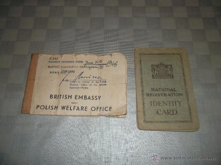 Militaria: documento de un policia ingles de la embajada en roma