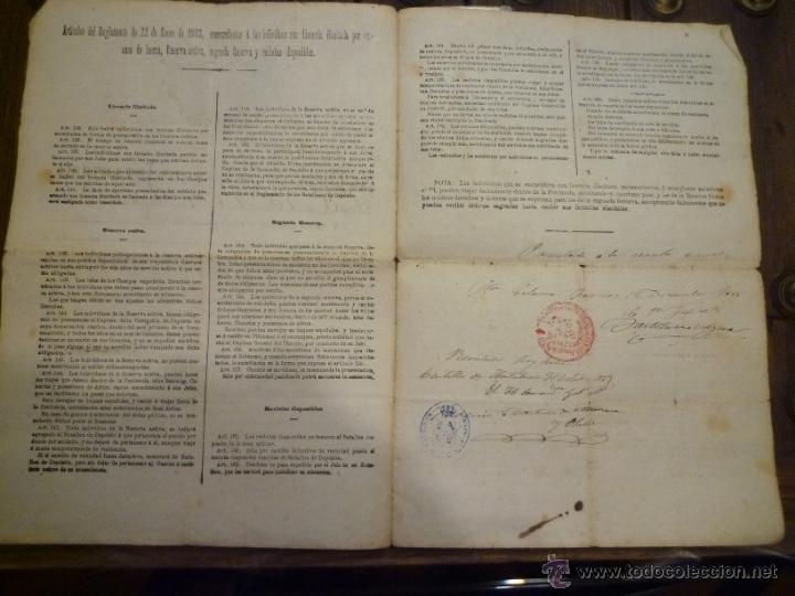 Militaria: DOCUMENTO MILITAR. PERMISO FECHADO EN 1887. - Foto 2