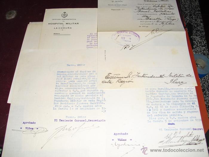 Militaria: 1930 CUATRO DOCUMENTOS SOBRE PERMISO POR ASUNTOS PROPIOS DE CAPITAN