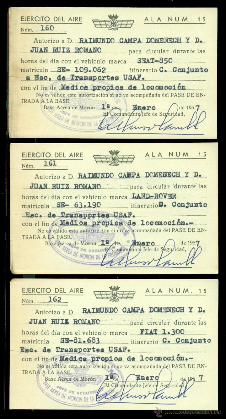 Militaria: TC1153. 3 CARNETS DE CONDUCCI&Oacute;N 1967 TRANSPORTES USAF. EJERCITO DEL AIRE BASE MOR&Oacute;N