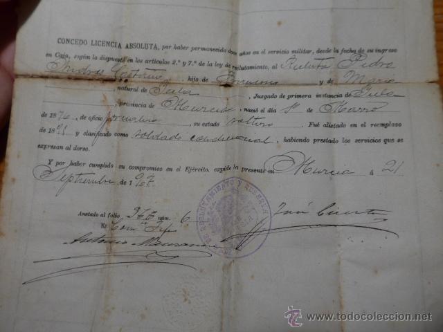 Militaria: Documento militar de Murcia, de 1907 - Foto 3