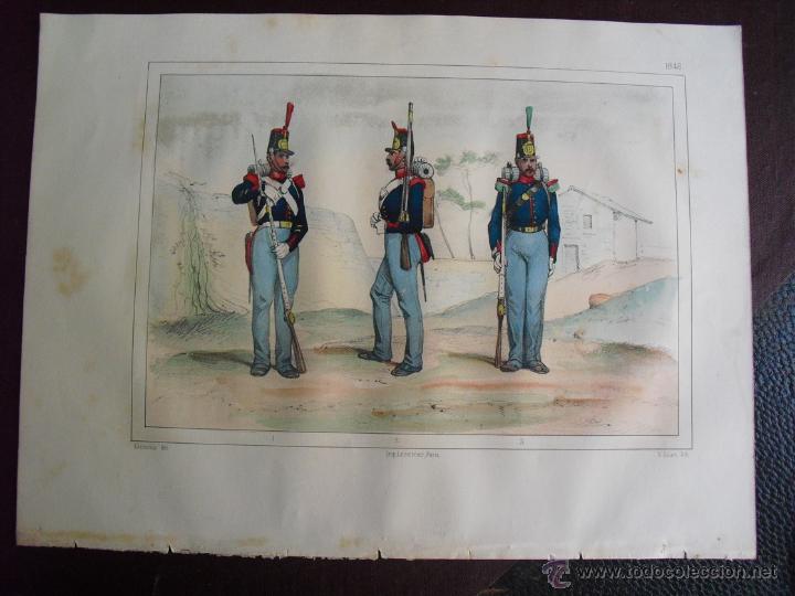 Militaria: 1853 CROMOLITOGRAFIA DE GRANADERO, FUSILERO Y CAZADOR EN 1848
