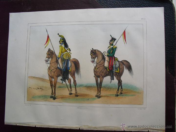 Militaria: 1853 CROMOLITOGRAFIA DE LANCEROS EN 1845
