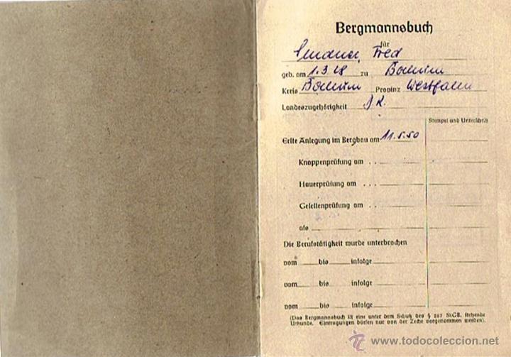 Militaria: LIBRETA DE MINERO ALEM&Aacute;N - Foto 2