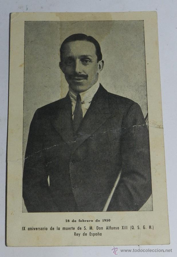 Militaria: ANTIGUO RECORDATORIO DE IX ANIVERSARIO DE LA MUERTE DE S.M. DON ALFONSO XIII REY DE ESPA&Ntilde;A - REVERSO