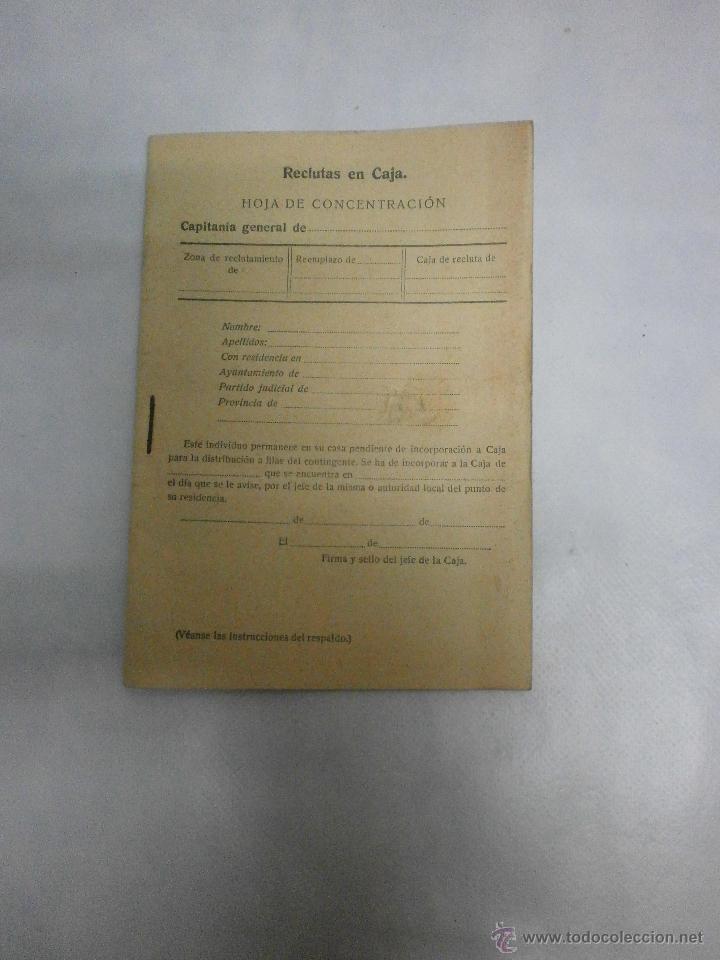Militaria: HOJA DE CONCENTRACION RECLUTAS EN CAJA SIN NINGUN ESCRITO