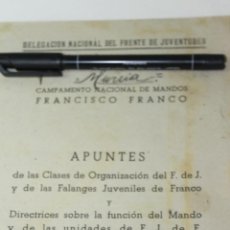 Militaria: APUNTES CLASES O. DEL F. DE JUVENTUDES Y DE LAS FALANGES JUVENILES DE FRANCO COVALEDA 1948