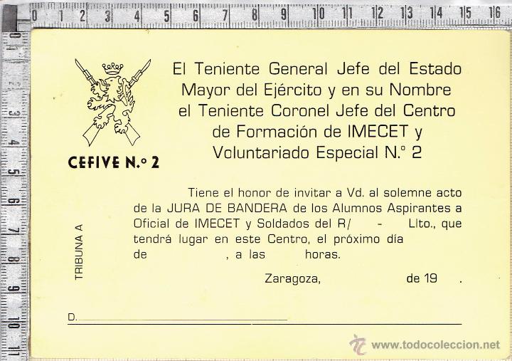 Militaria: INVITACION  JURA DE BANDERA  PARA LOS ALUMNOS ASPIRANTES A OFICIAL DE ICEMET-CEFIVE N&ordm; 2-ZARAGOZA.