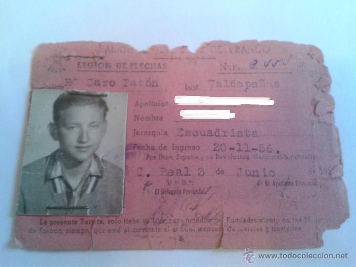 Militaria: CARNET ANTIGUO DE LA FALANGE DE FRANCO, LEGION DE FLECHAS 1956