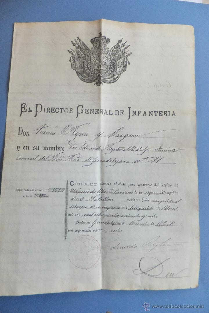 Militaria: Licencia militar soldado M Mu&ntilde;oz Carri&oacute;n Aguilar de Anguita ,Guadalajara 1888 ( E. Reyter Hidalgo )