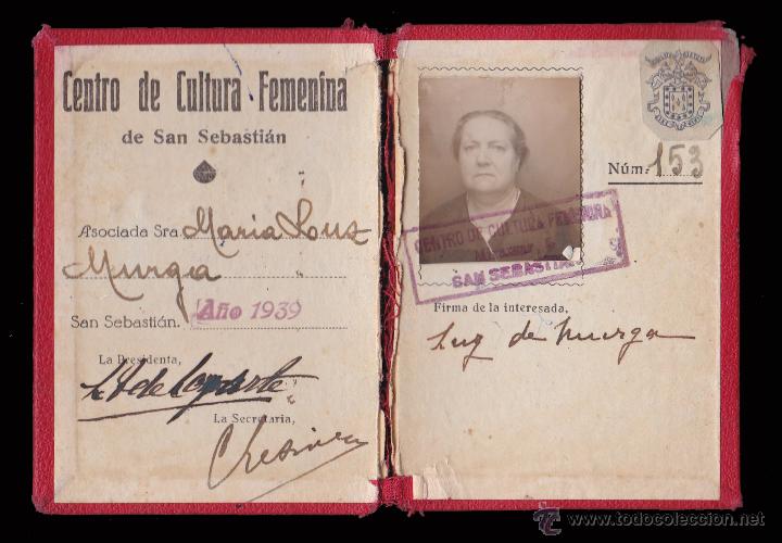 Militaria: *** RARO CARNET DEL CCF CENTRO DE CULTURA FEMENINA, SAN SEBASTIAN 1939 HIJA DEL GENERAL MURGA ***