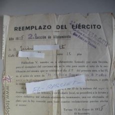Militaria: REEMPLAZO DEL EJERCITO AÑO 1928 2ª SECCION ALISTAMIENTO - TARRASA 15 ENERO DEL 1928 -