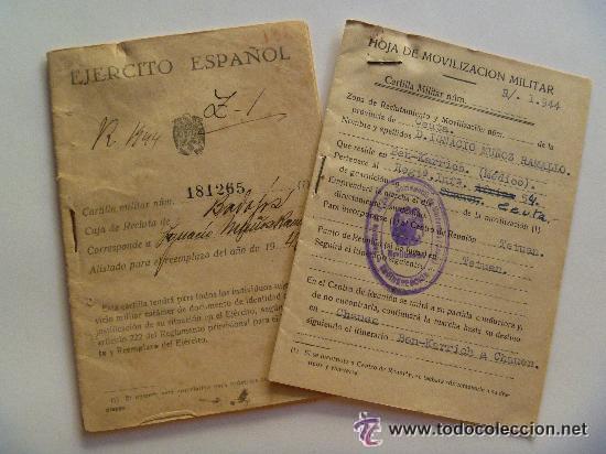Militaria: CARTILLA MILITAR Y HOJA MOVILIZACION DE MEDICO MILITAR. BENKARRICH , CEUTA, 1944. TETUAN