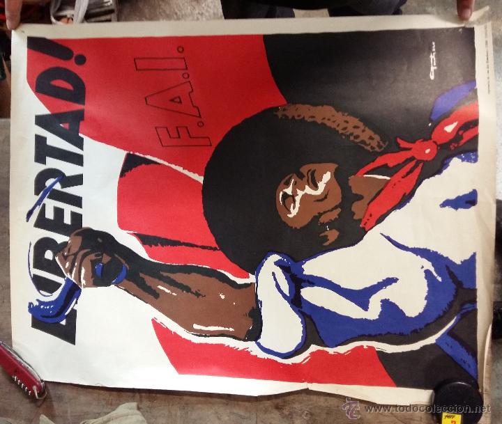 Militaria: P&oacute;ster FAI, editado en el exilio, Tolouse, 45 x 57 cm aprox.