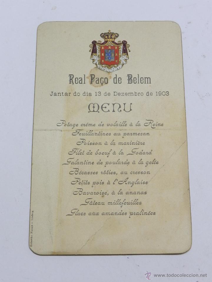 Menu Del Real Paco De Belem 13 De Diciembre De Vendido En Venta Directa