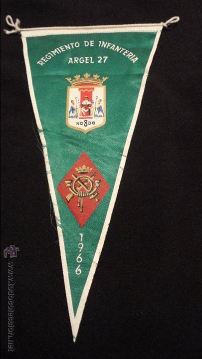 Militaria: ANTIGUO BANDERIN REGIMIENTO DE INFANTERIA ARGEL 27.NO-DO.SEVILLA.1966.