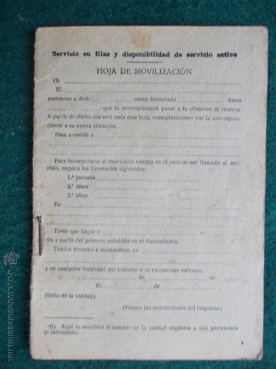 Militaria: Hoja de movilizaci&oacute;n antigua