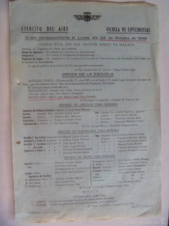 Militaria: AVIACION : EJERCITO DEL AIRE , ORDEN DEL DIA , 24 OCTUBRE 1949