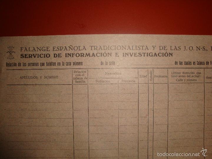 Militaria: FICHA DEL SERVICIO DE INFORMACION - Foto 2