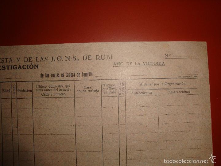 Militaria: FICHA DEL SERVICIO DE INFORMACION - Foto 3