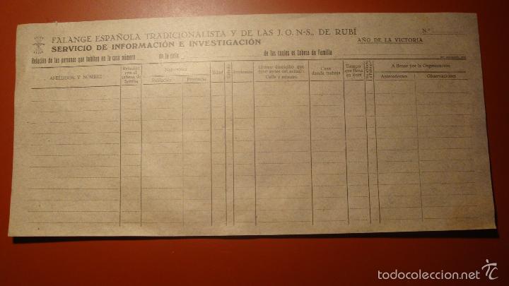 Militaria: FICHA DEL SERVICIO DE INFORMACION - Foto 4