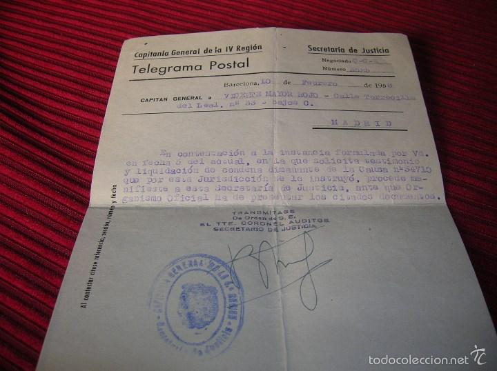 Militaria: Telegrama Postal.Capitania General de la IV Regi&oacute;n .A&ntilde;o 1958