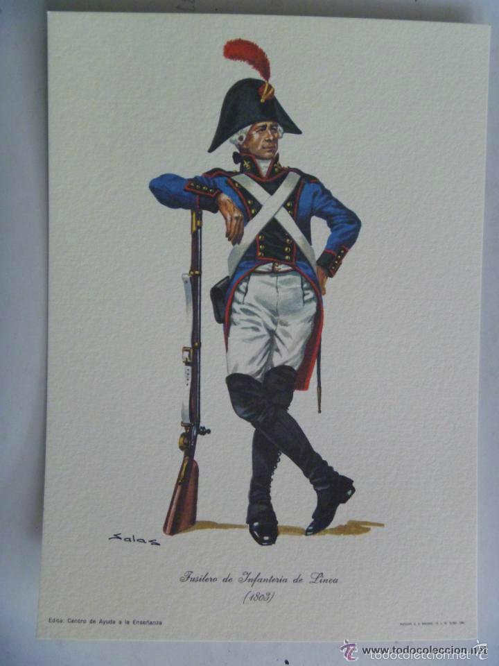 Militaria: LAMINA : FUSILERO DE INFANTERIA DE LINEA, 1803 ..DE DELFIN SALAS. 17 x 24 CM