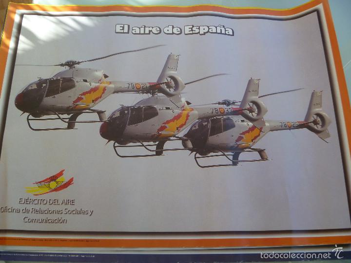 Militaria: AVIACION , EJERCITO DEL AIRE : POSTER CON AVION DE LA FUERZA AEREA ESPA&Ntilde;OLA .48 x 66 cm