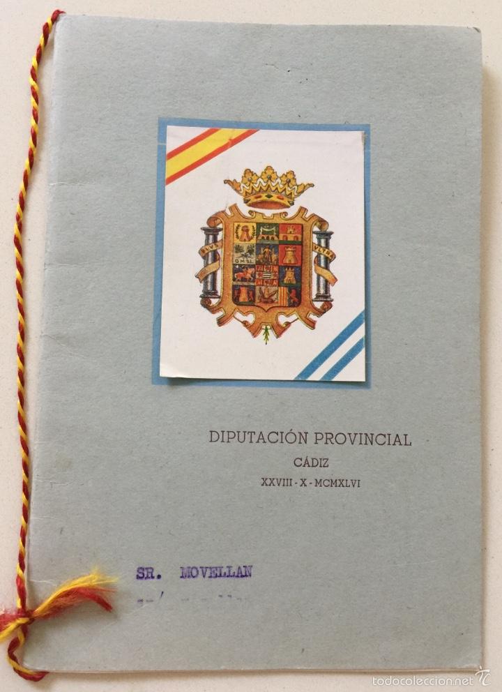 Militaria: La Diputaci&oacute;n Prov. C&aacute;diz al Comandante, Jefes, Oficiales y cadetes del Crucero La Argentina - 1956