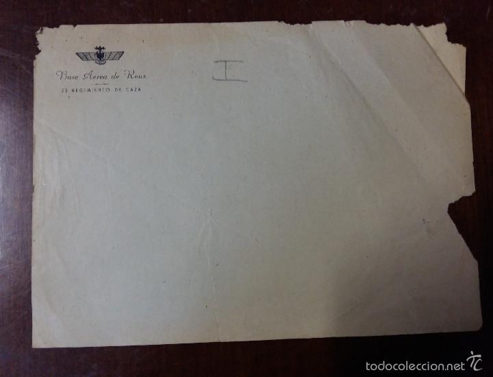 Militaria: Hoja tama&ntilde;o cuartilla, base a&eacute;rea de Reus