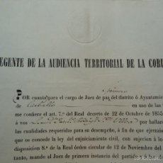 Militaria: RARO TÍTULO DE JUEZ DE PAZ EN 1855 IMPECABLE ORIGINAL LIBERALES 1855. Lote 58281128