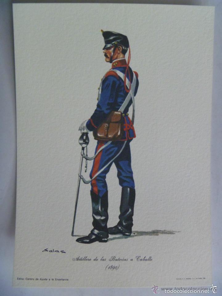 Militaria: LAMINA : ARTILLERO DE LAS BATERIAS A CABALLO, 1890 .... DE DELFIN SALAS. 17 X 24 CM
