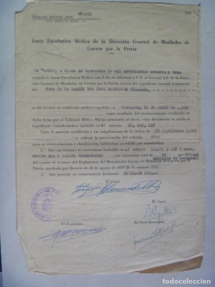 Militaria: MUTILADOS DE GUERRA POR LA PATRIA: CERTIFICADO CABO DE LA LEGION HERIDO EN ZARAGOZA